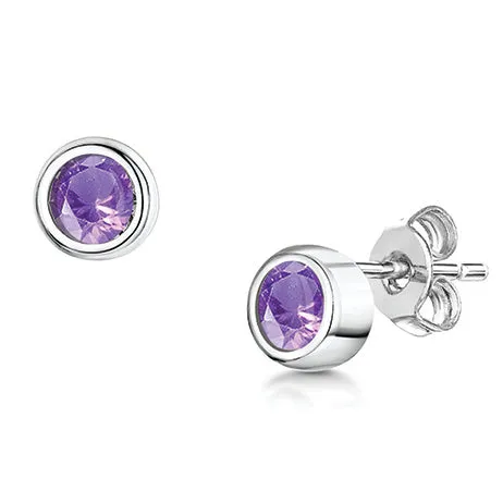 LXI Birthstone Earrings Amethyst/February