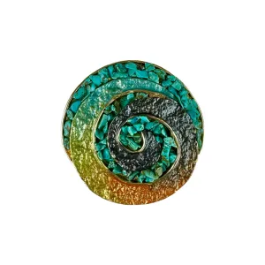 Magnetic Brooch -  Teal Spiral Mosaic