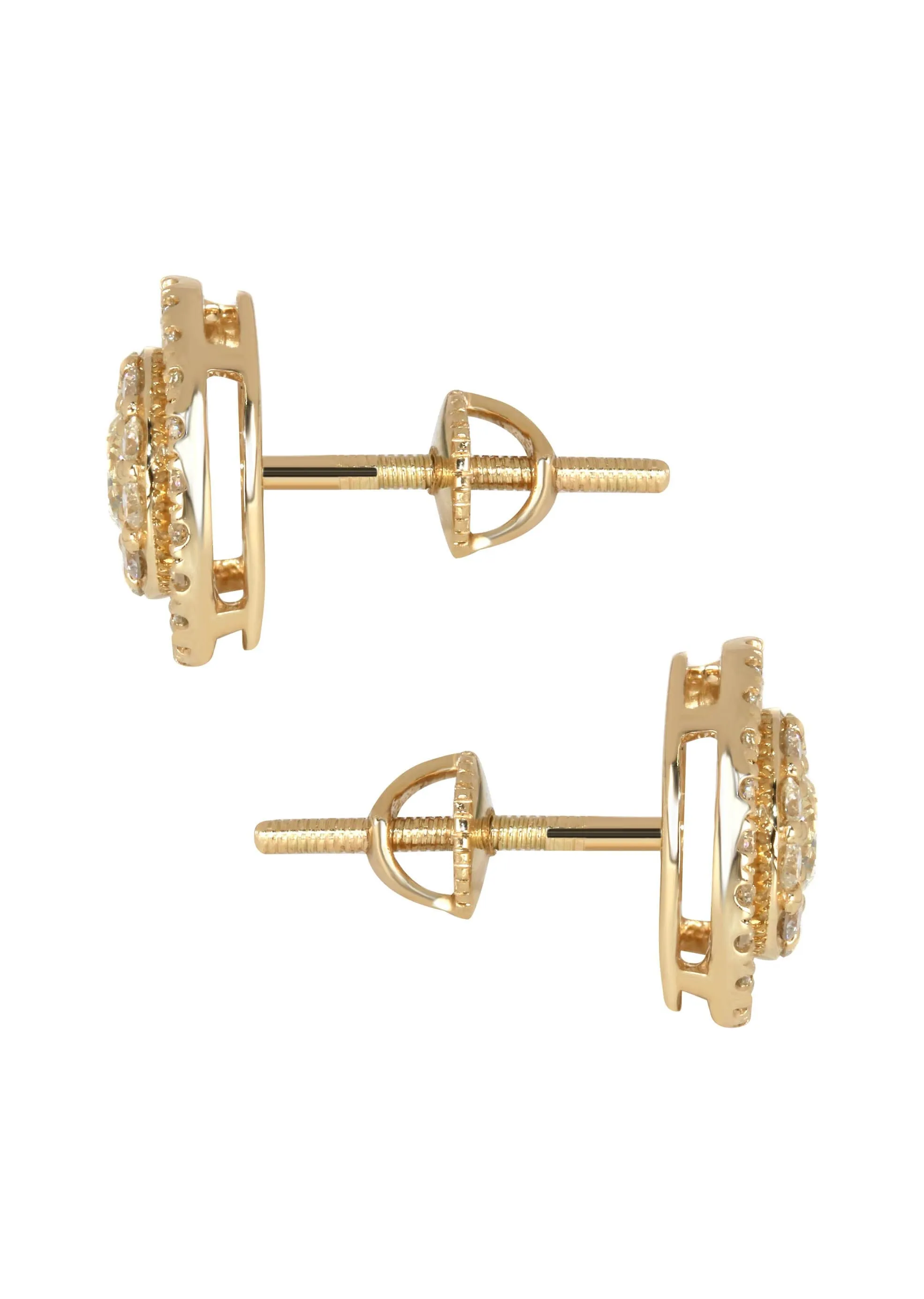 Mens Stud Diamond Earrings | 1.04 Carats 14K Yellow Gold