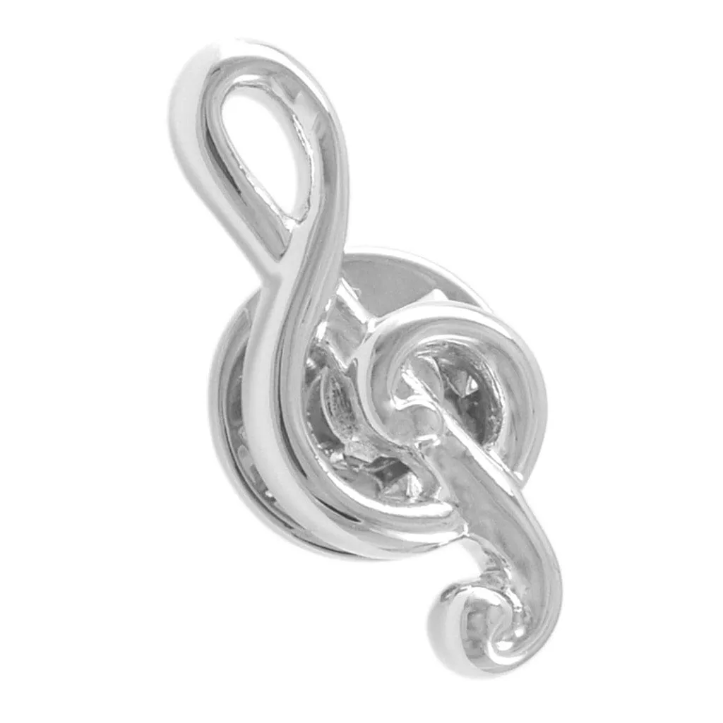 Metal G Clef / Treble Clef Brooch / Pin - Gold or Silver