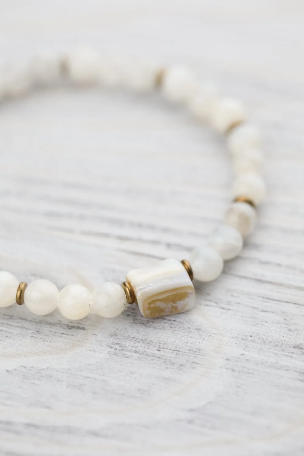 Milky Moonstone & Soothing Pearl Bracelet