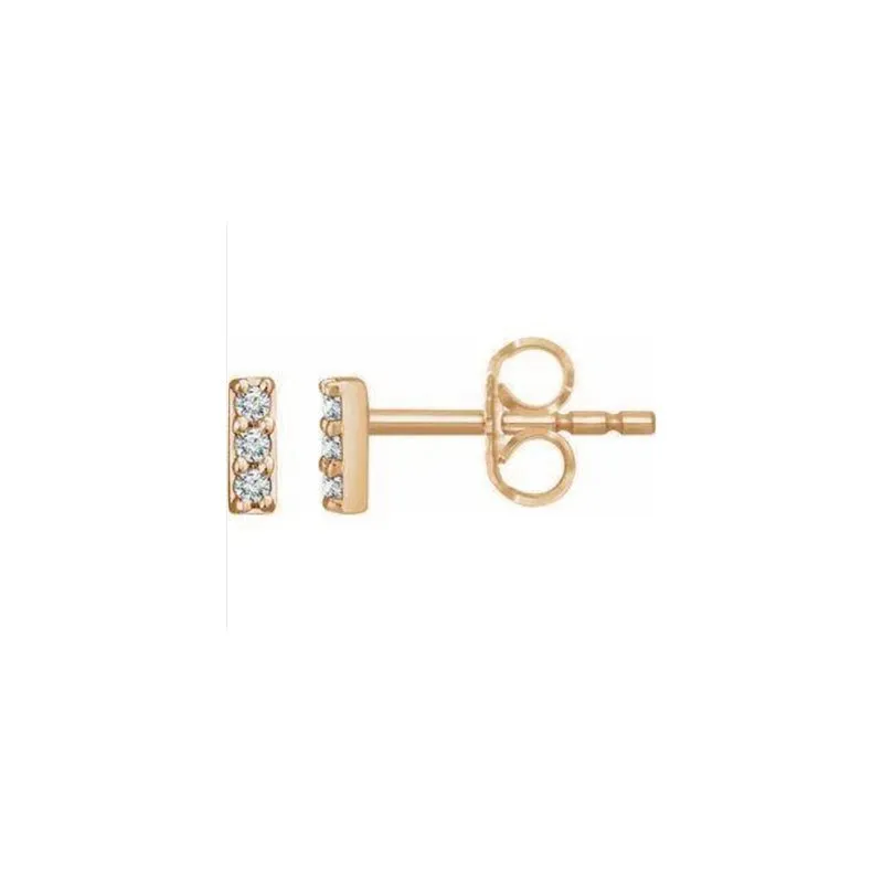 Mini Diamond Gold Bar Earrings