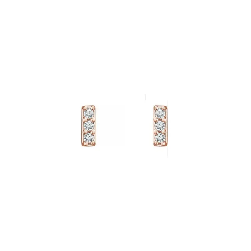 Mini Diamond Gold Bar Earrings