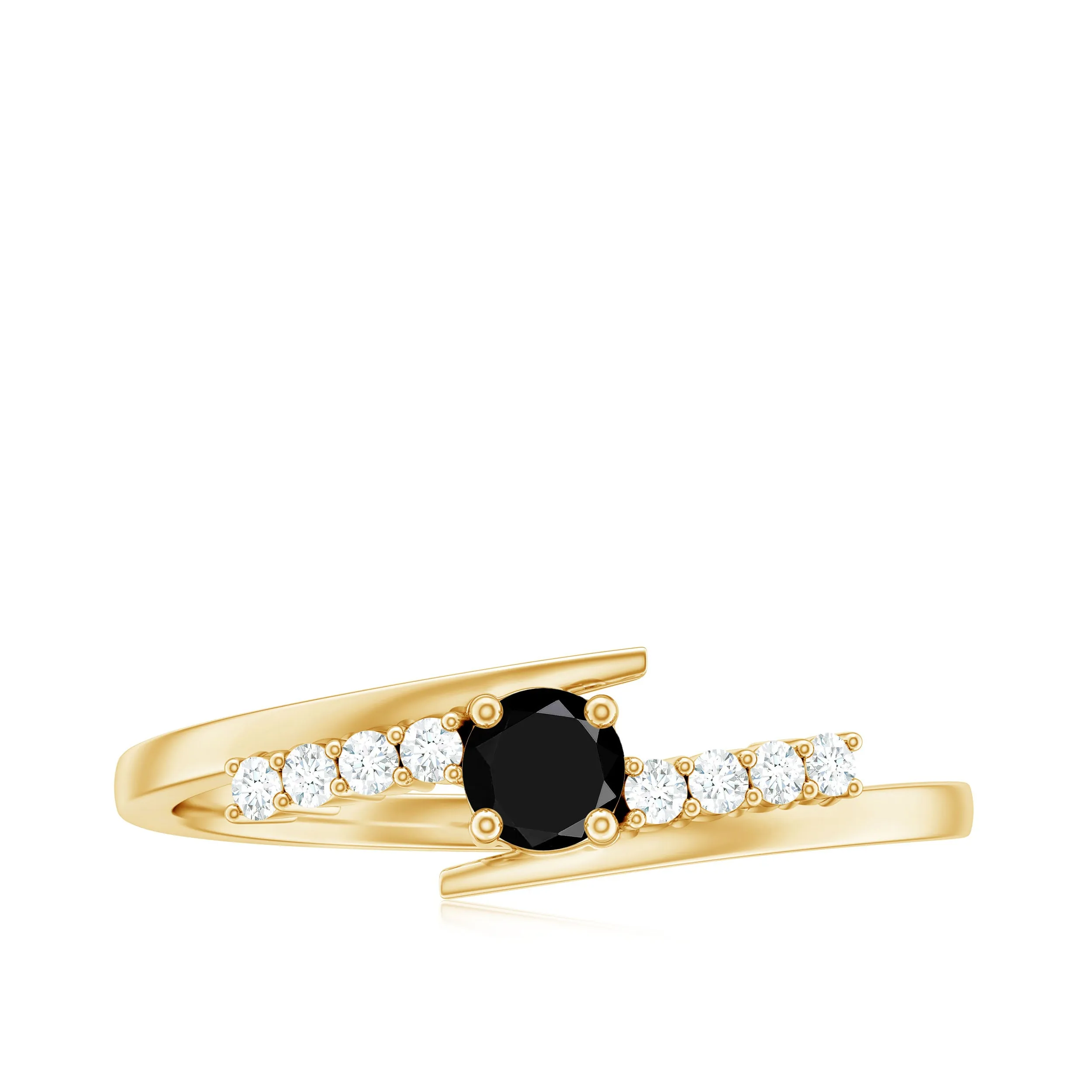 Minimal Black Onyx and Diamond Bypass Promise Ring