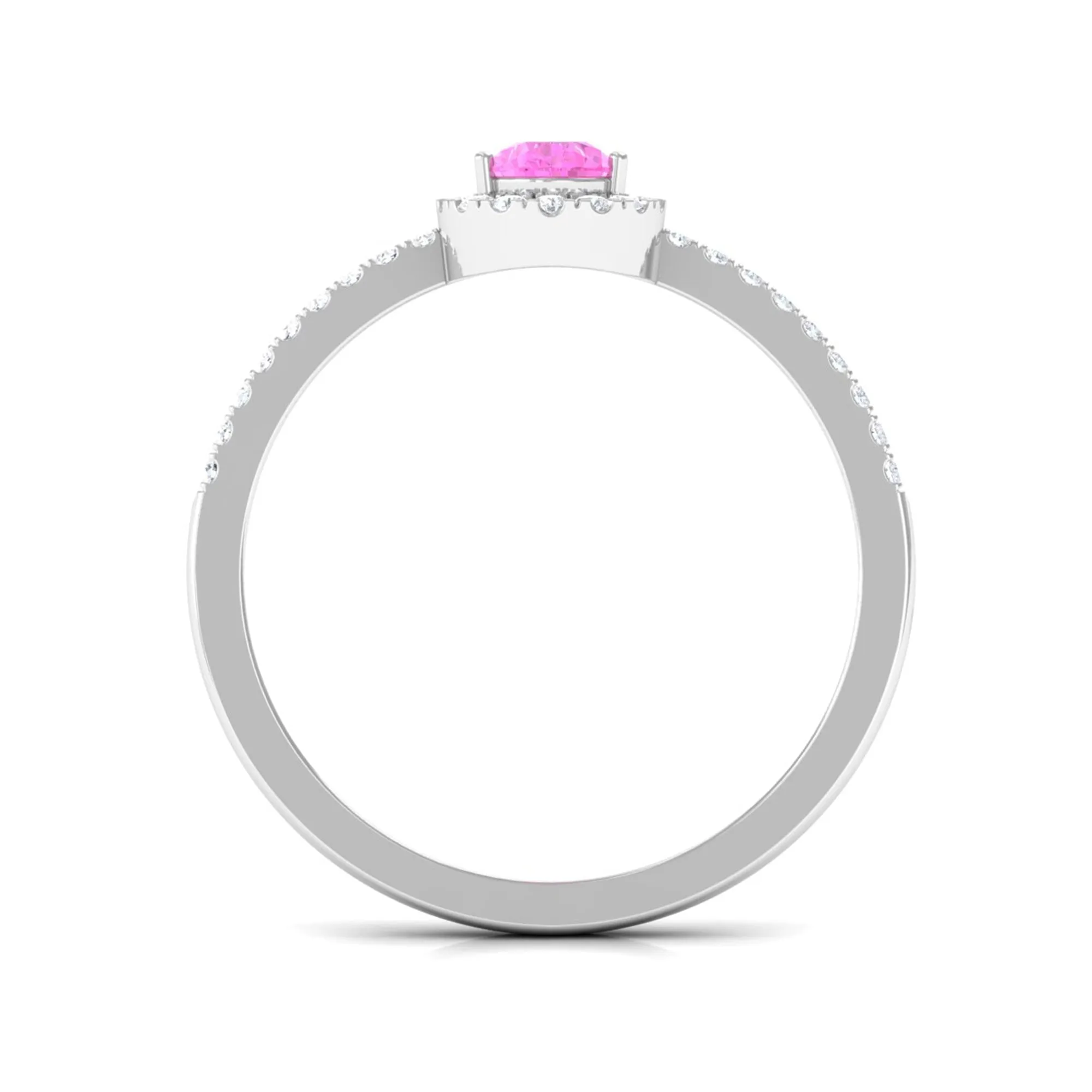 Minimal Pink Sapphire Engagement Ring with Diamond Accent