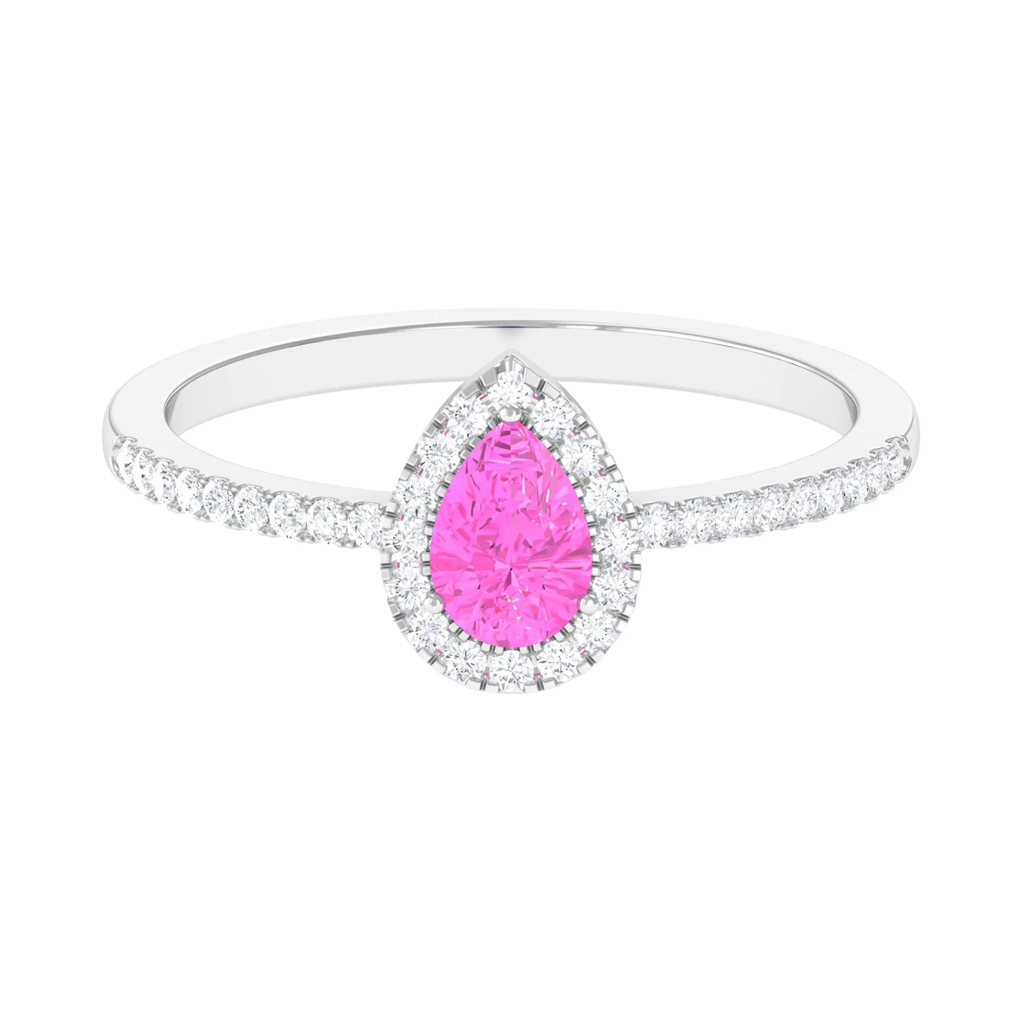 Minimal Pink Sapphire Engagement Ring with Diamond Accent