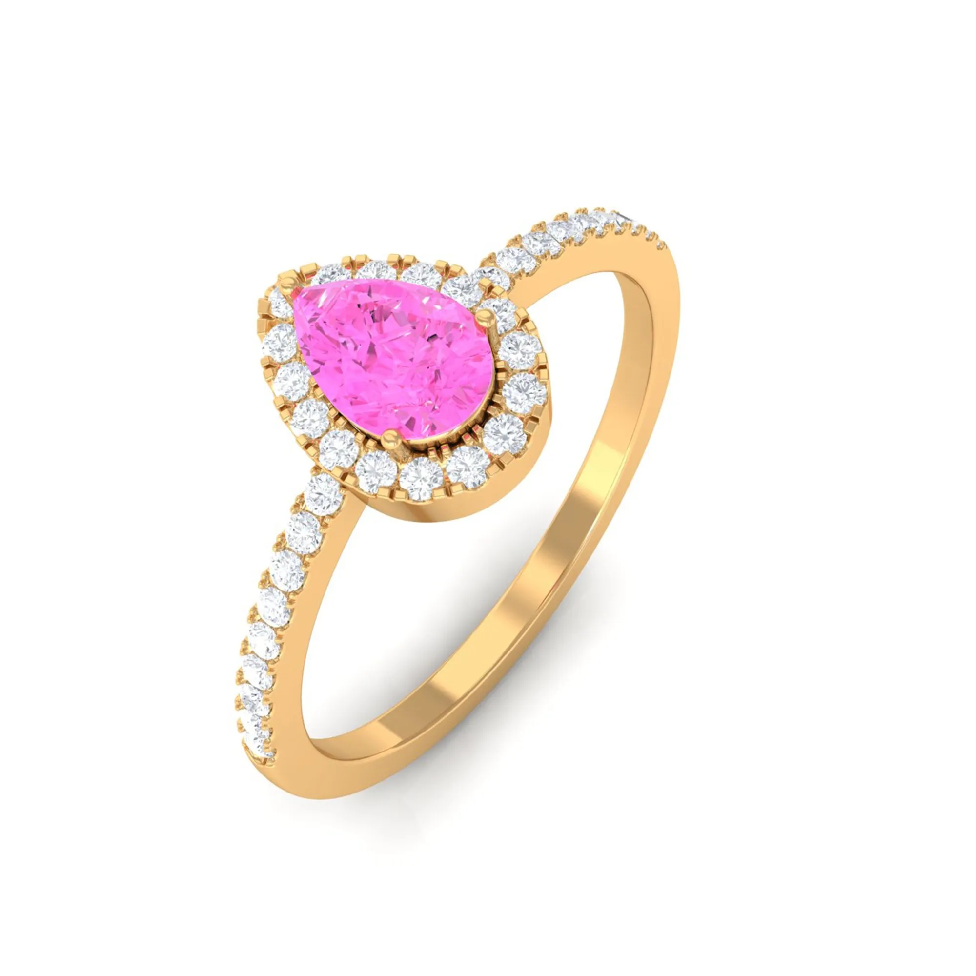 Minimal Pink Sapphire Engagement Ring with Diamond Accent