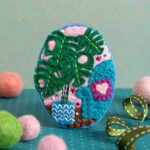 Monstera Felt Craft Brooch Kit