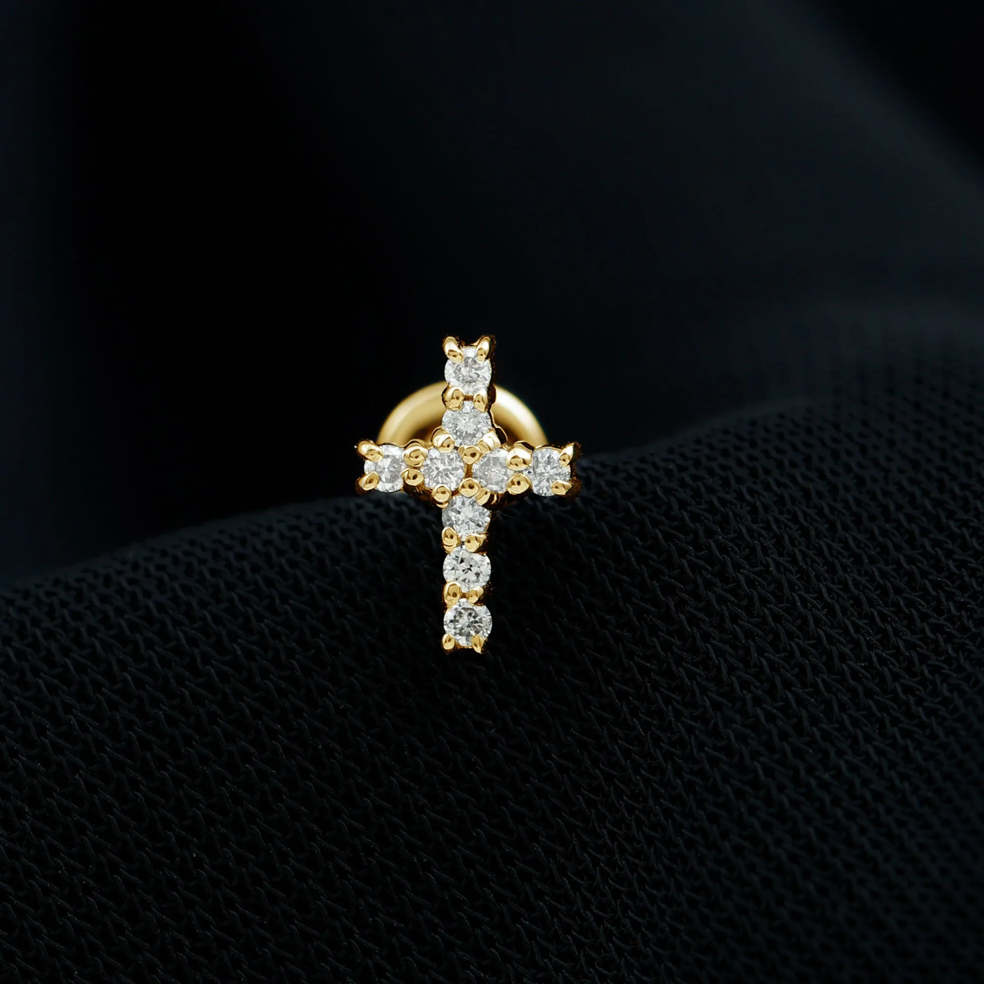 Natural Diamond Cross Cartilage Earring