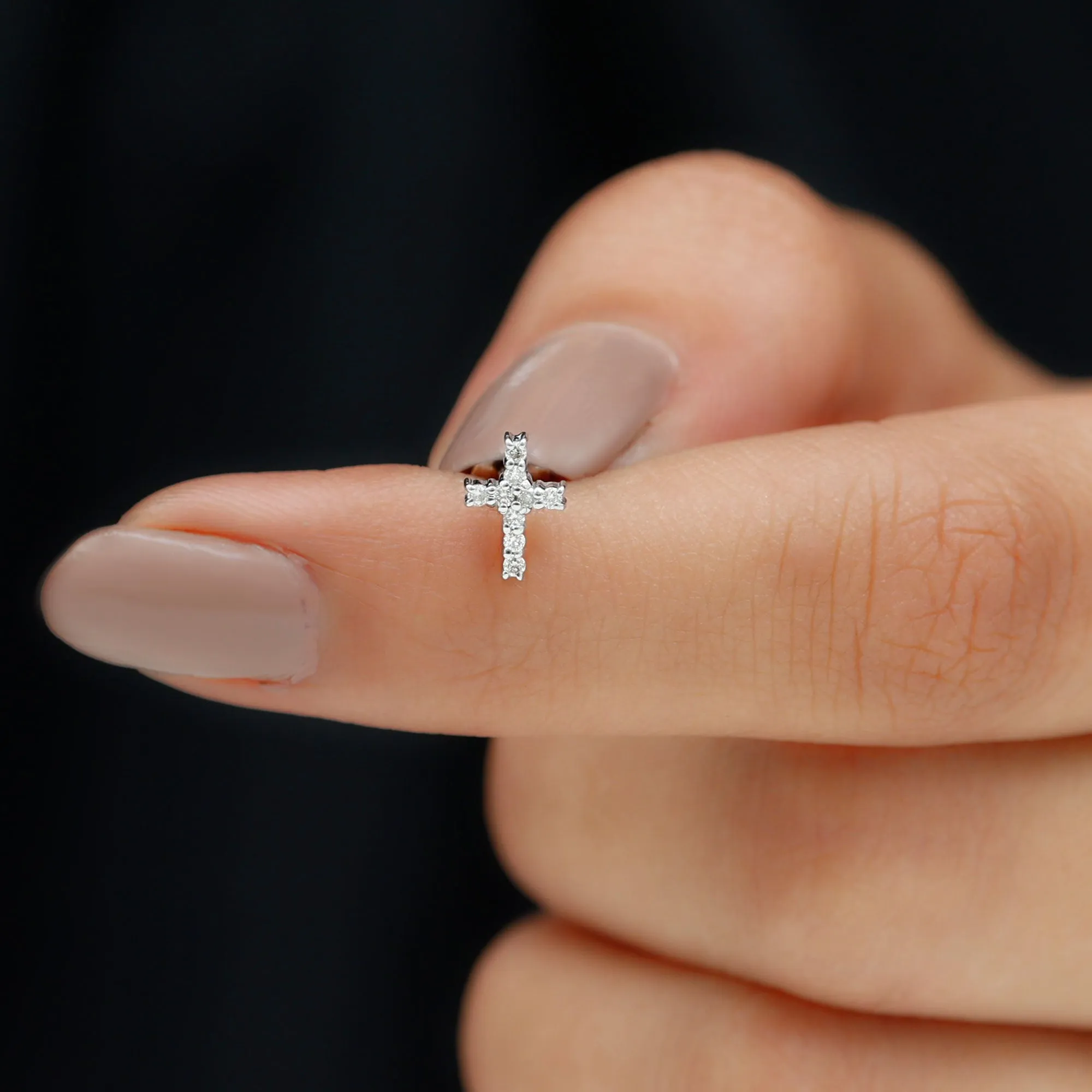 Natural Diamond Cross Cartilage Earring