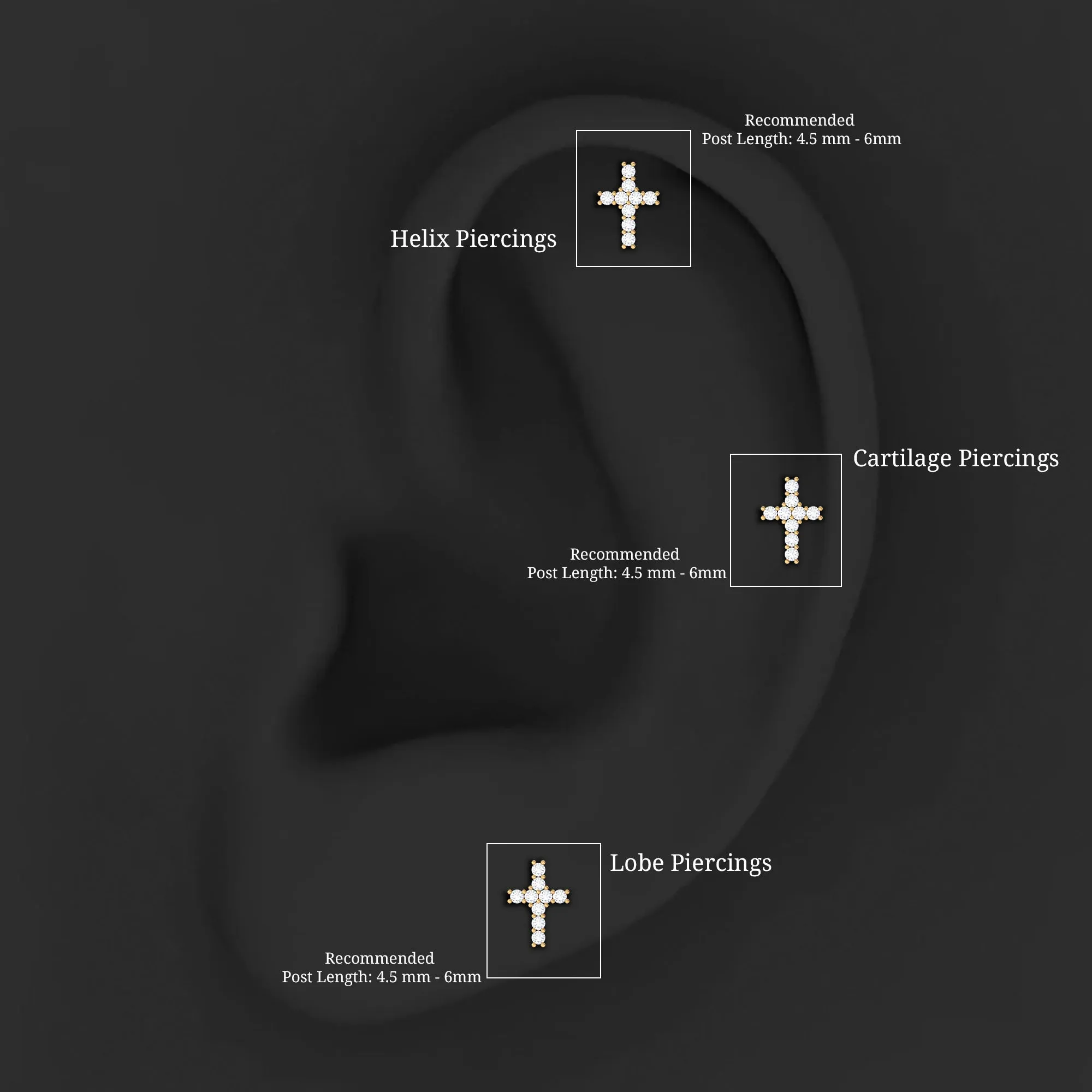 Natural Diamond Cross Cartilage Earring