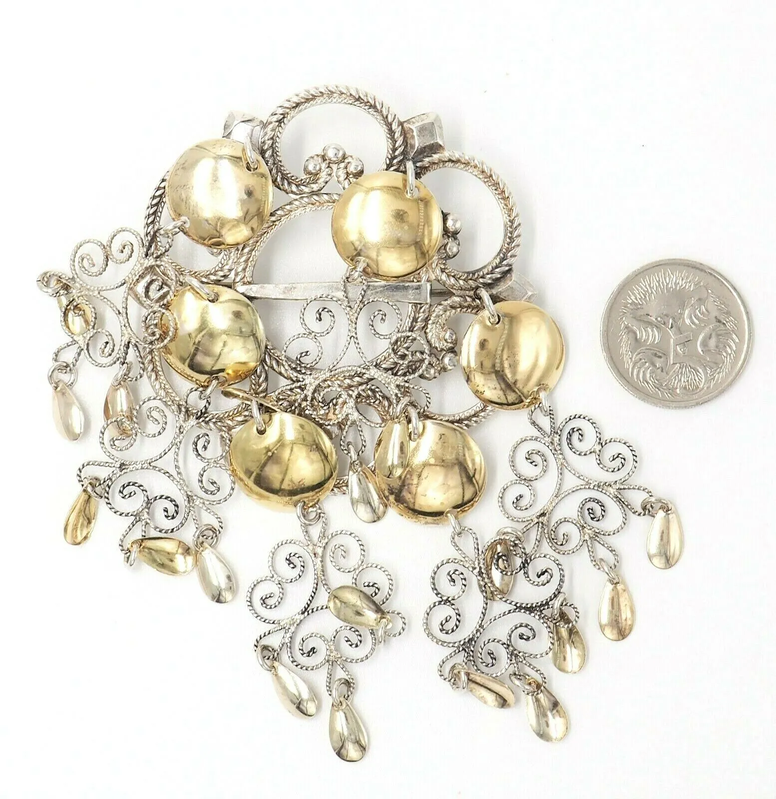 Norwegian Solje 925 Sterling Silver & Gold Plated Brooch