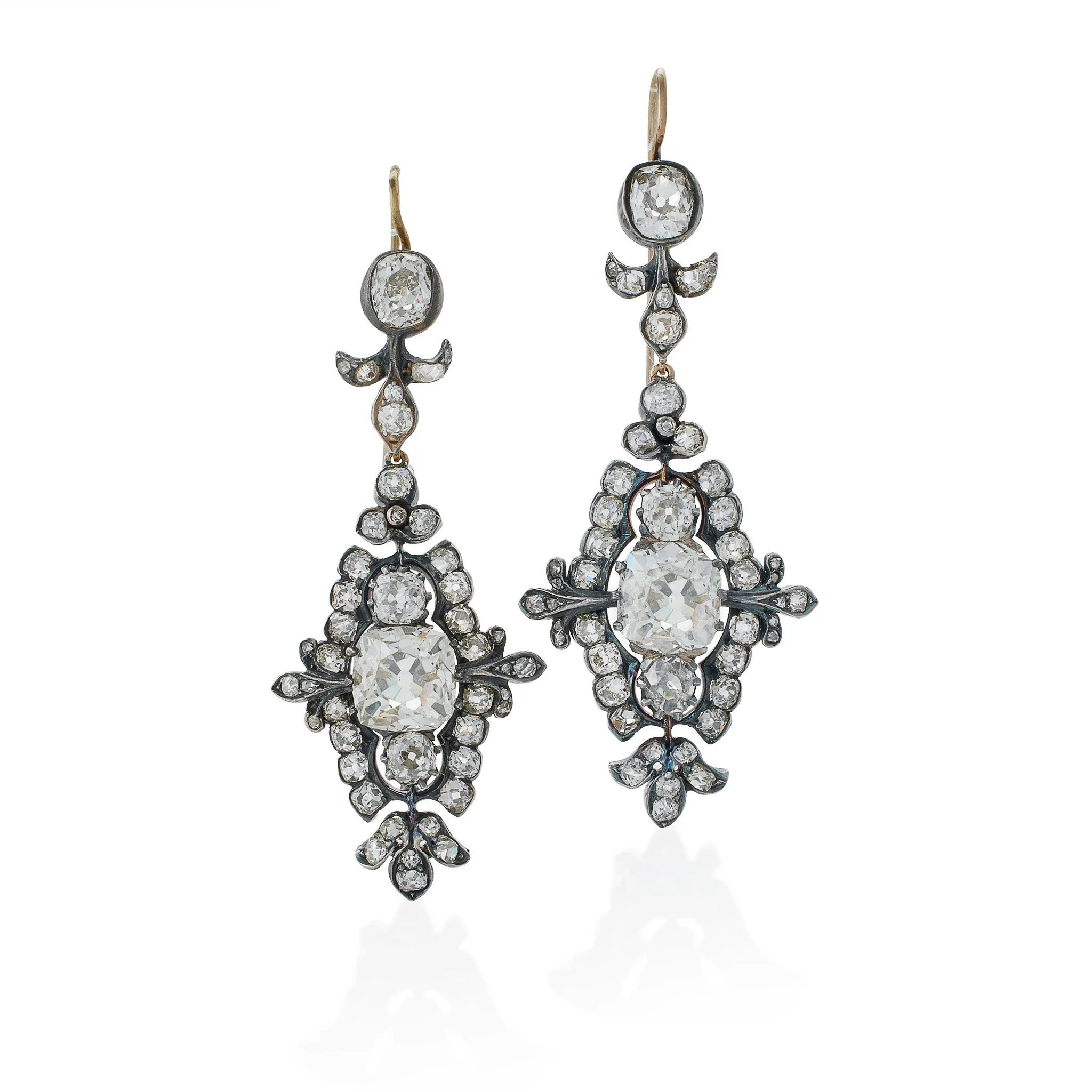 Old Mine-cut Diamond Pendant Earrings