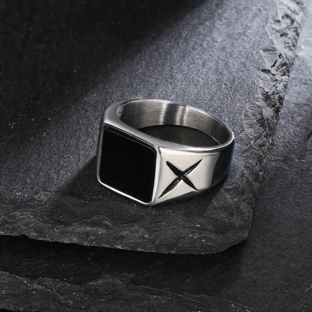 Onyx Mens Ring in 18K Gold/White Gold