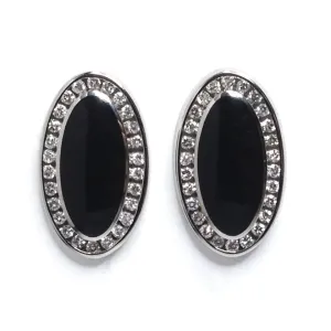 Onyx Oval Inlaid .73Ctw Diamond Earrings