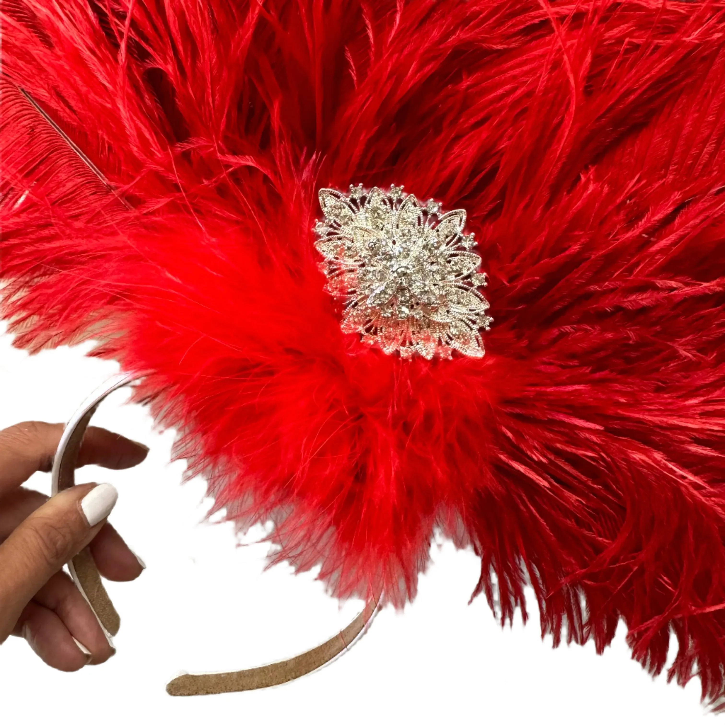 Ostrich Feather Drab Carnival Showgirl Costume Headdress