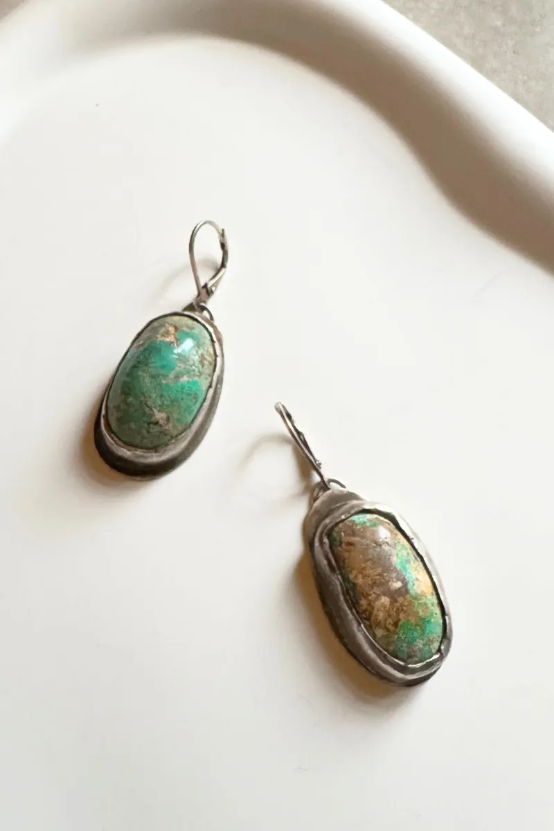 Oval African Turquoise Earrings