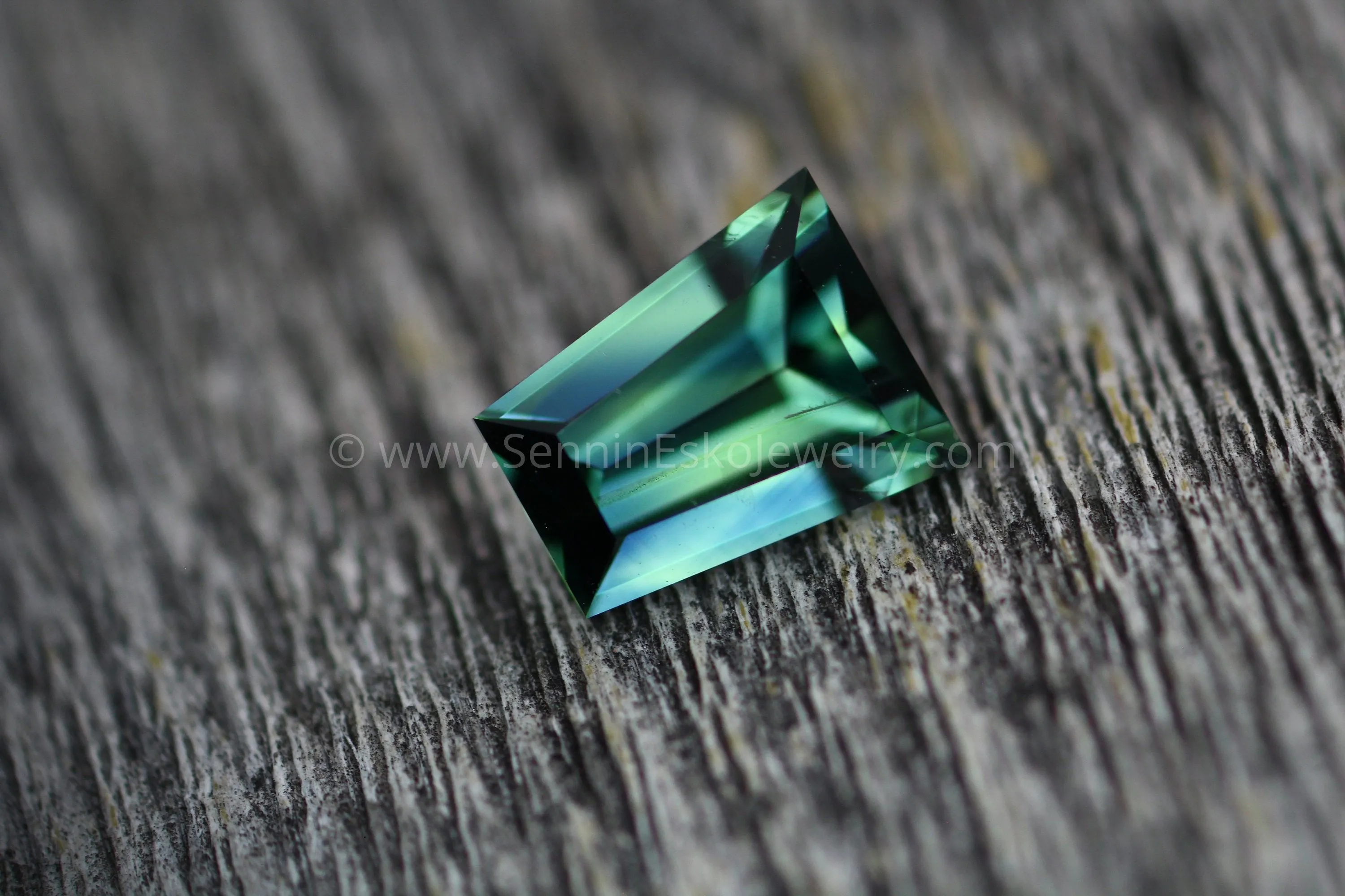 Parti Blue Green Sapphire 7.4x6mm - Step Cut - 1.6 carats - Kenyan Sapphire - Large Sapphire