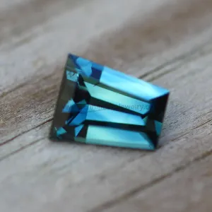 Parti Blue Green Sapphire 7.4x6mm - Step Cut - 1.6 carats - Kenyan Sapphire - Large Sapphire