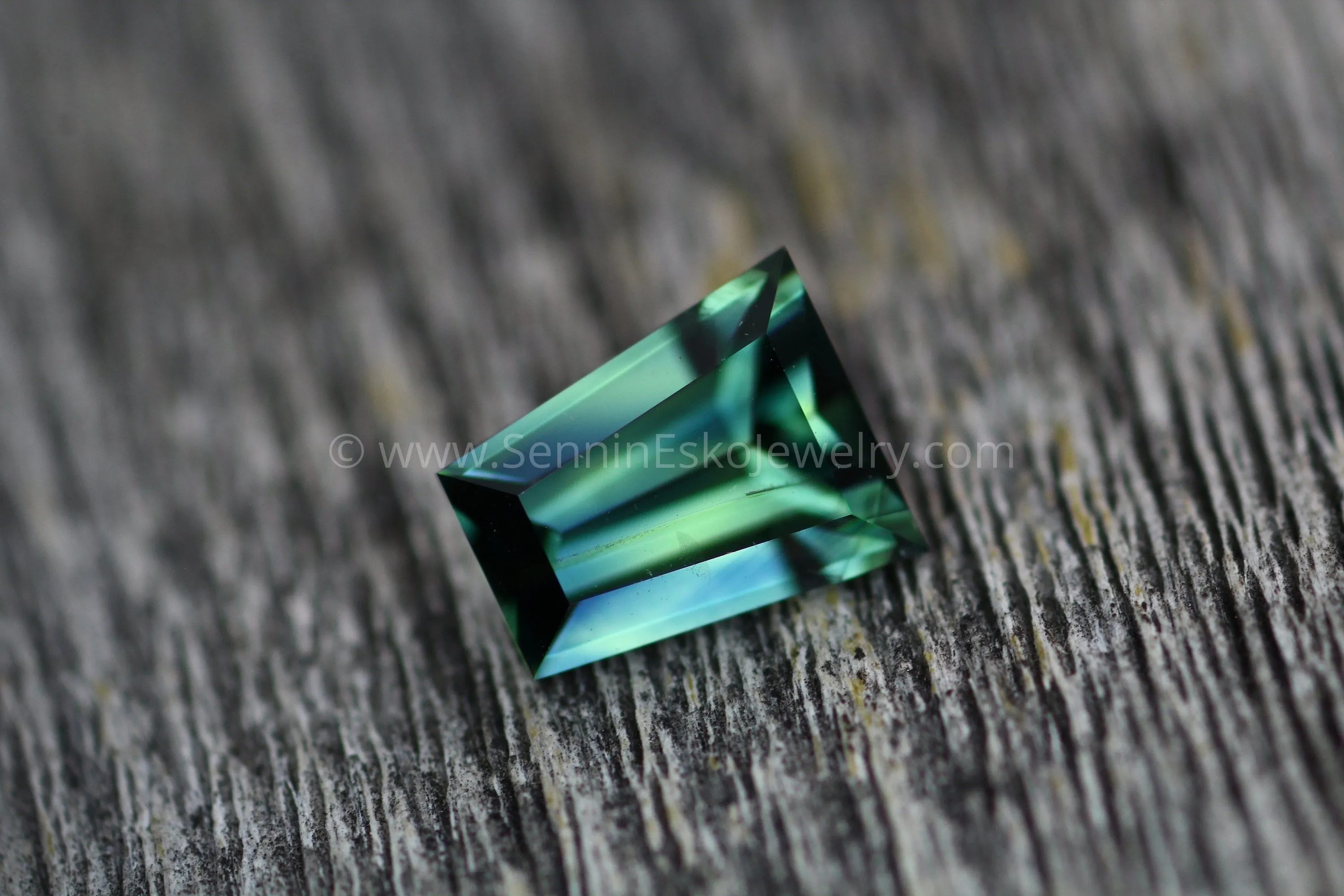 Parti Blue Green Sapphire 7.4x6mm - Step Cut - 1.6 carats - Kenyan Sapphire - Large Sapphire