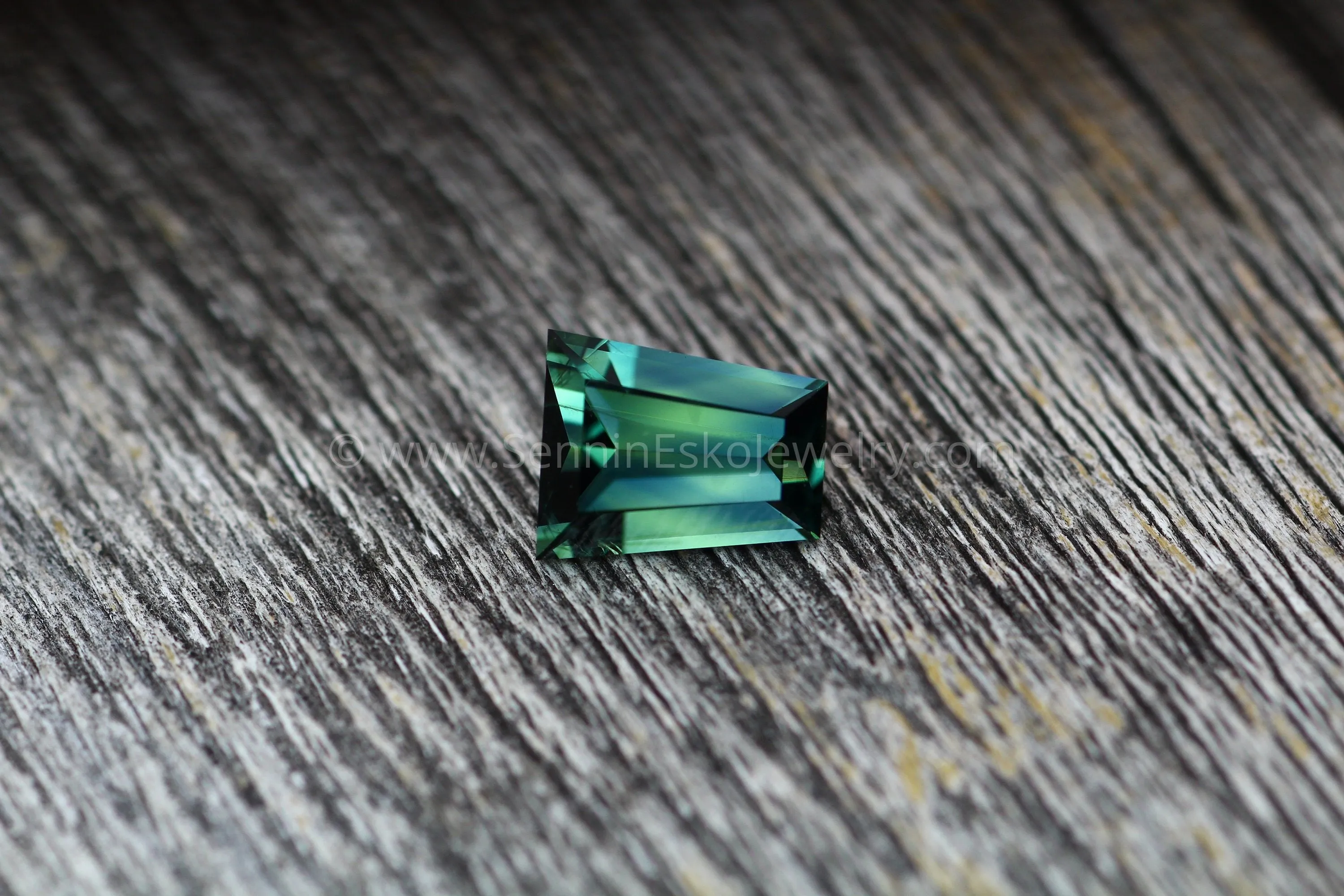 Parti Blue Green Sapphire 7.4x6mm - Step Cut - 1.6 carats - Kenyan Sapphire - Large Sapphire