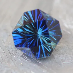 Parti Sapphire Octagon -  1.39 carats, Fantasy Cut - Deep Blue Sapphire - 6.2x5.8mm