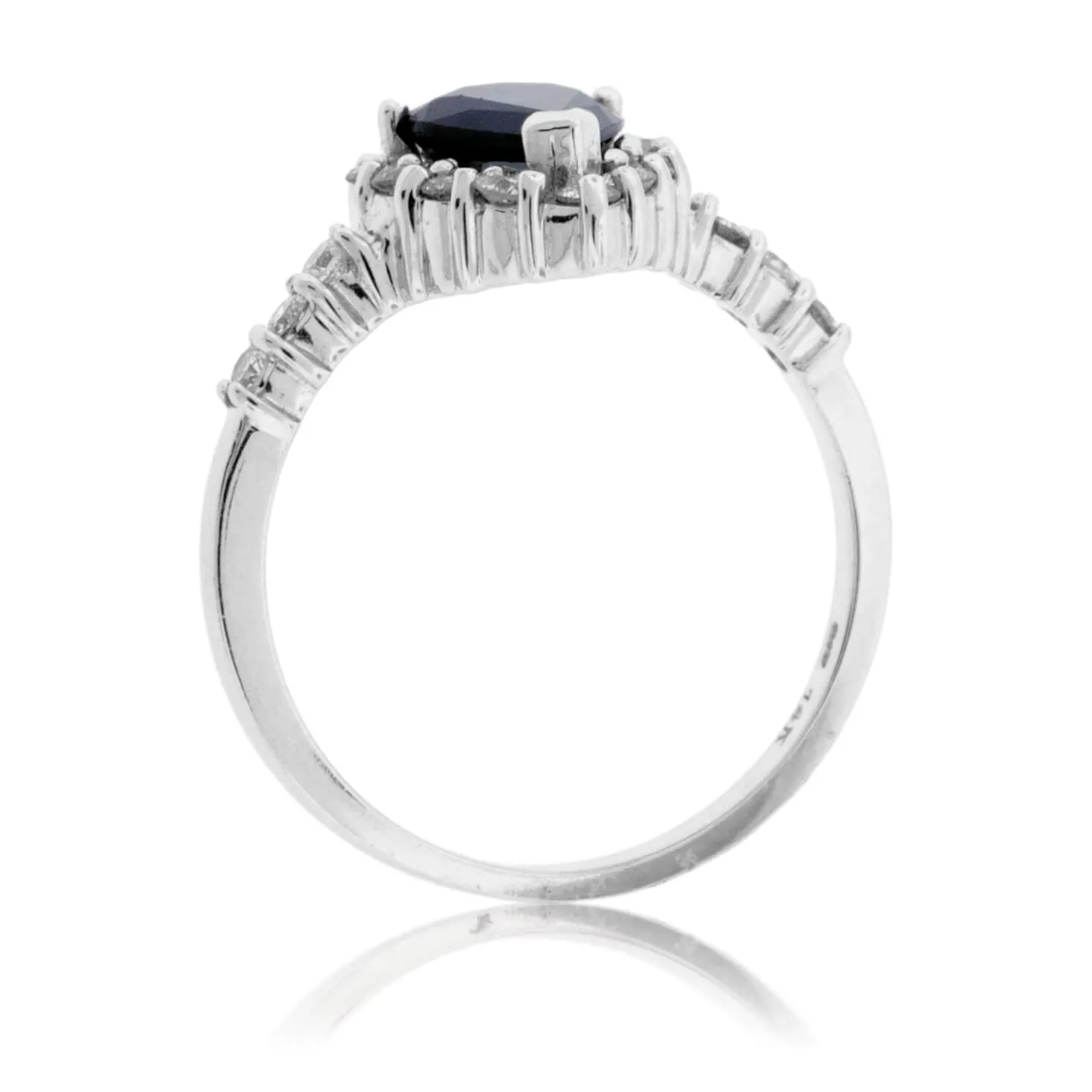 Pear Shaped Blue Sapphire & Diamond Halo Ring