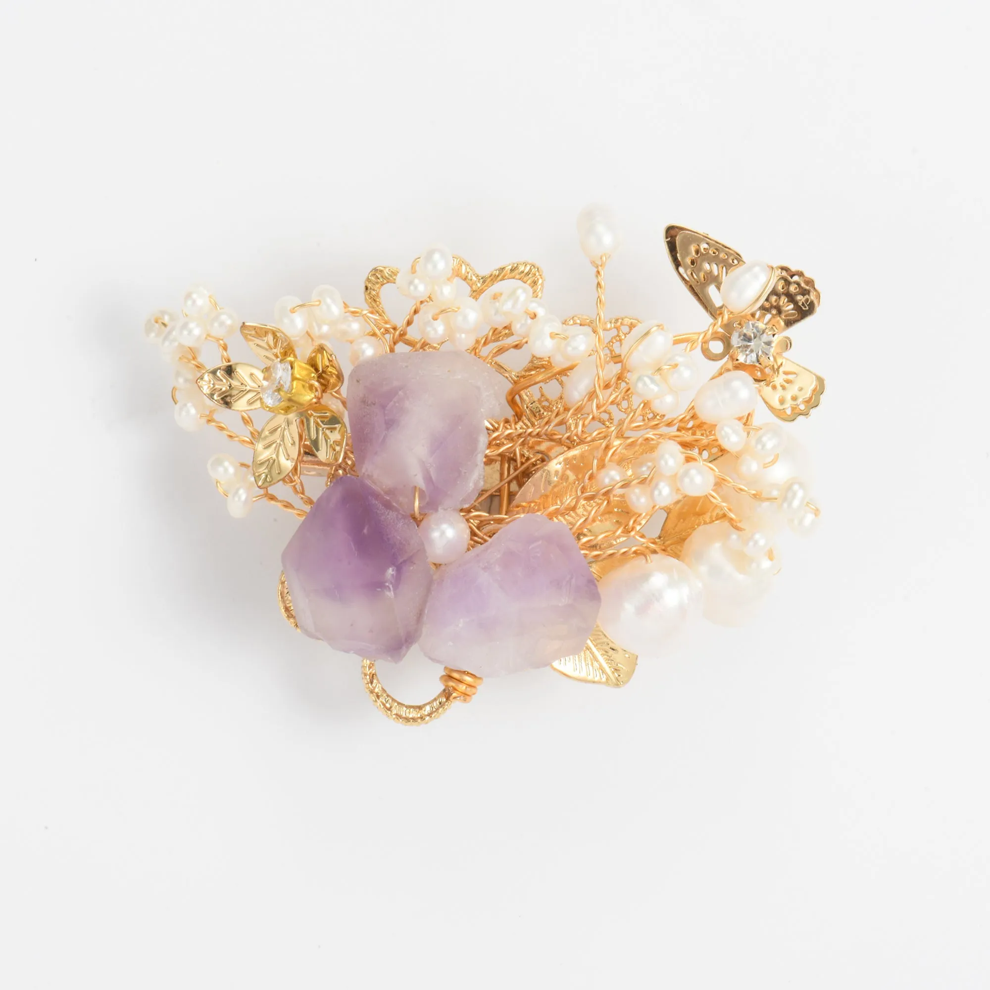 Pearls and Purples Brooch