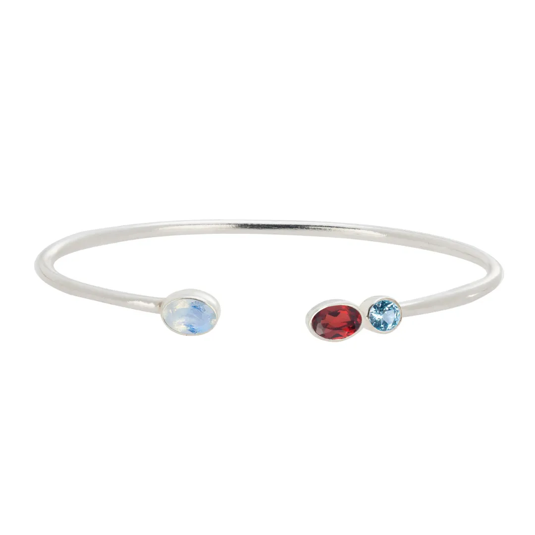 Personalised Birthstone Cuff (3 Gemstones)