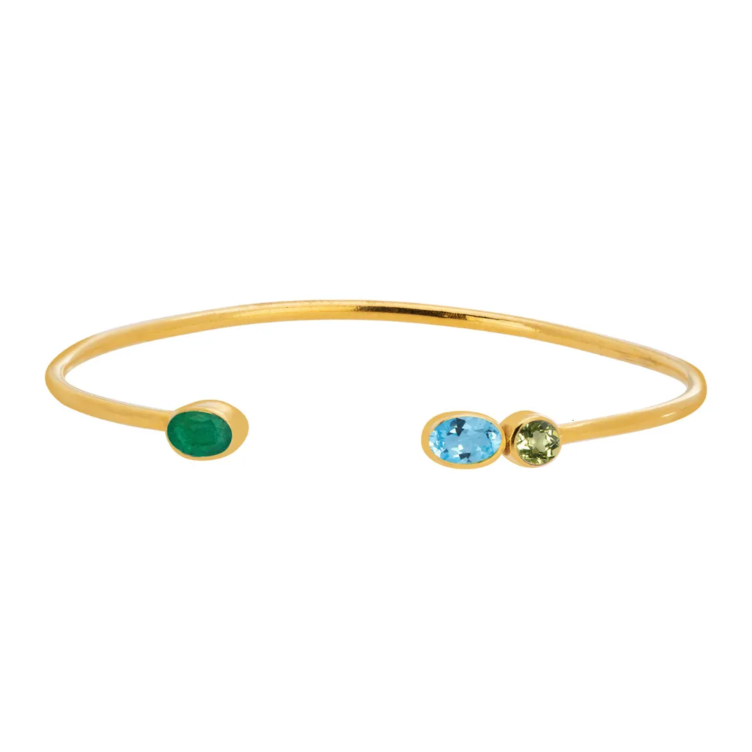 Personalised Birthstone Cuff (3 Gemstones)