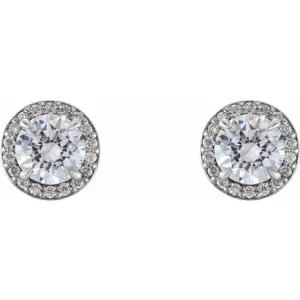 Platinum 5/8 CTW Natural Diamond Halo-Style Earrings