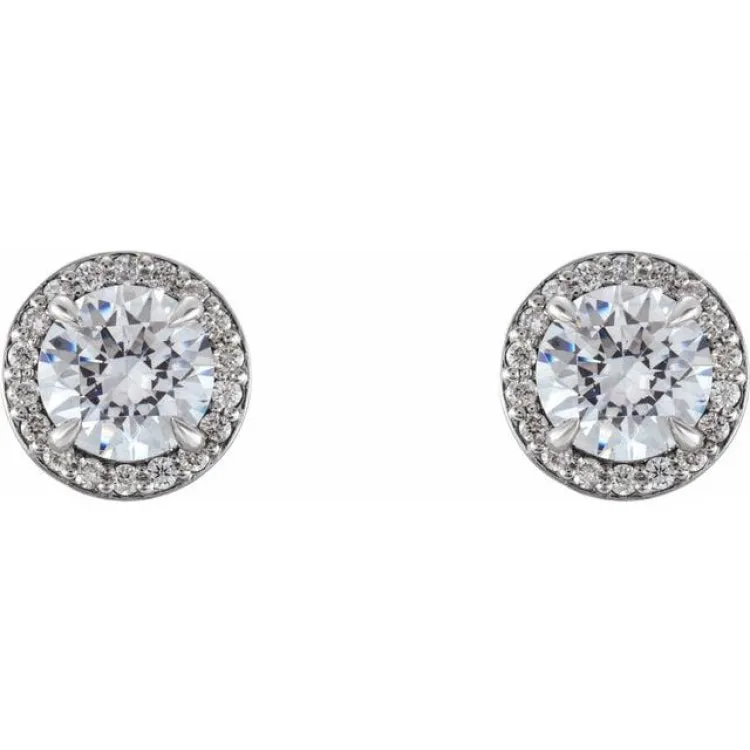 Platinum 5/8 CTW Natural Diamond Halo-Style Earrings