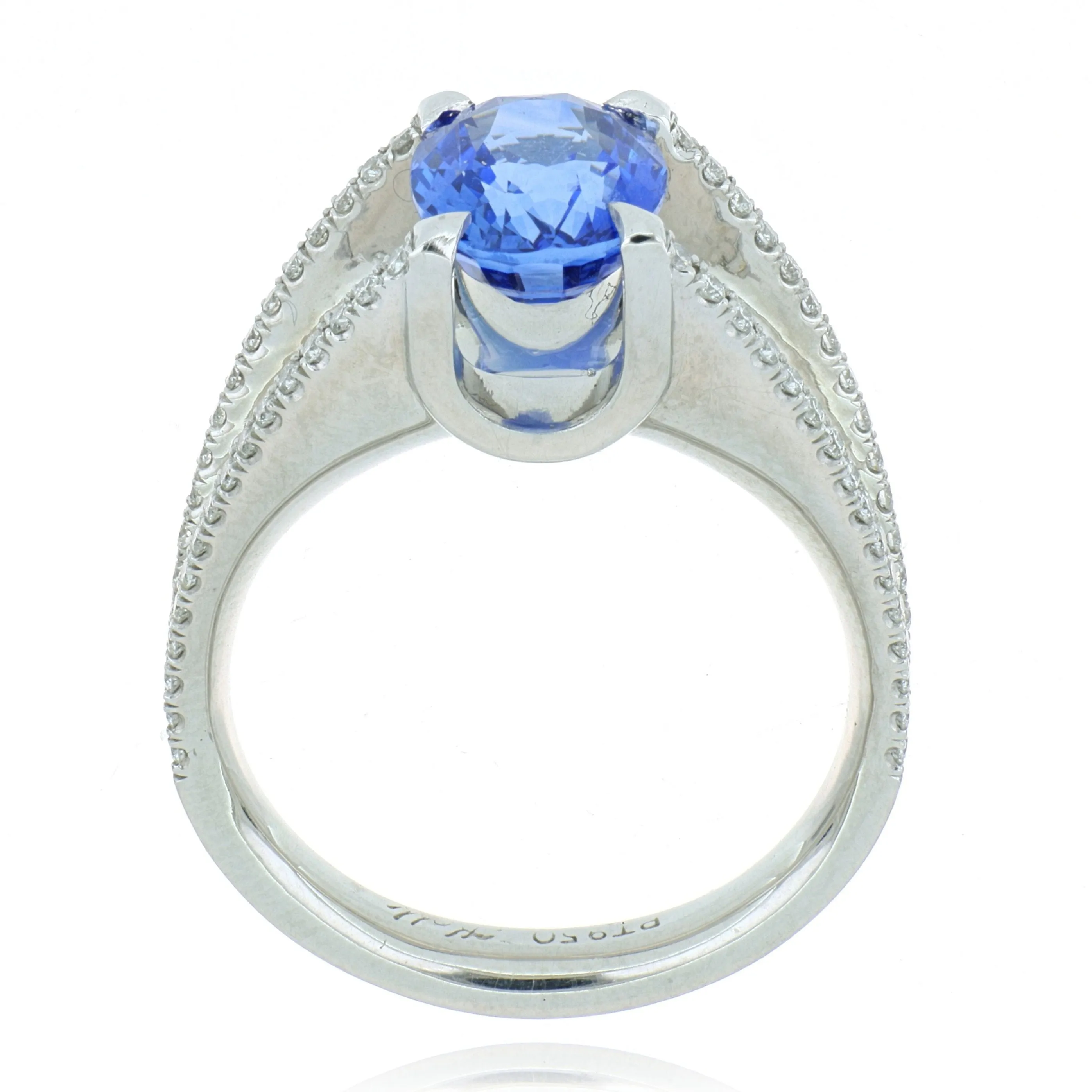 Platinum Blue Sapphire and Diamond Ring