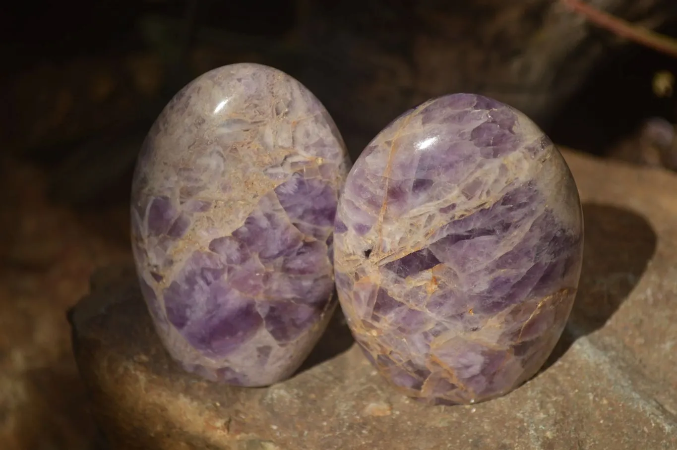 Polished  Dream Amethyst Standing Free Forms x 6 From Madagascar