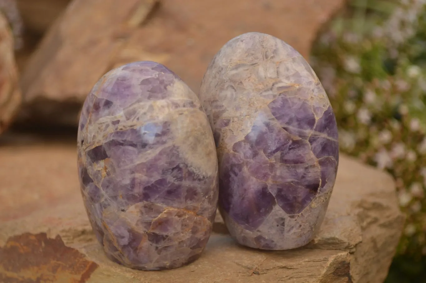 Polished  Dream Amethyst Standing Free Forms x 6 From Madagascar