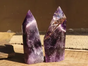 Polished  Dream Amethyst Standing Points x 2 From Madagascar