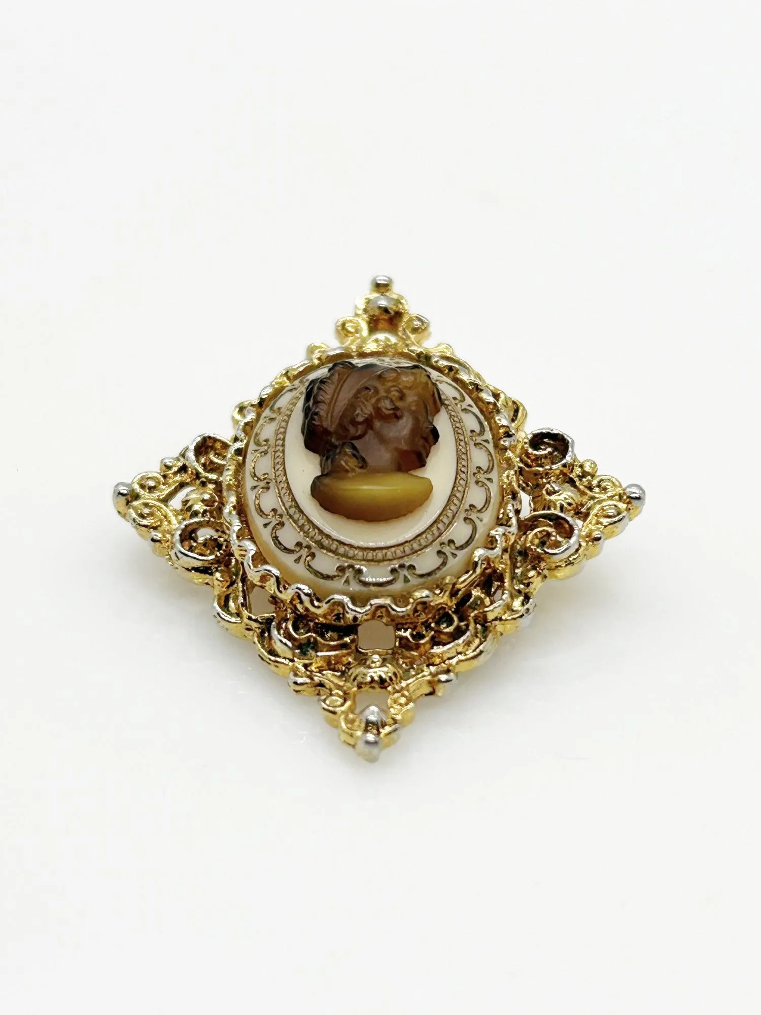 Pretty, Classic Brown and White Cameo Pin/Pendant