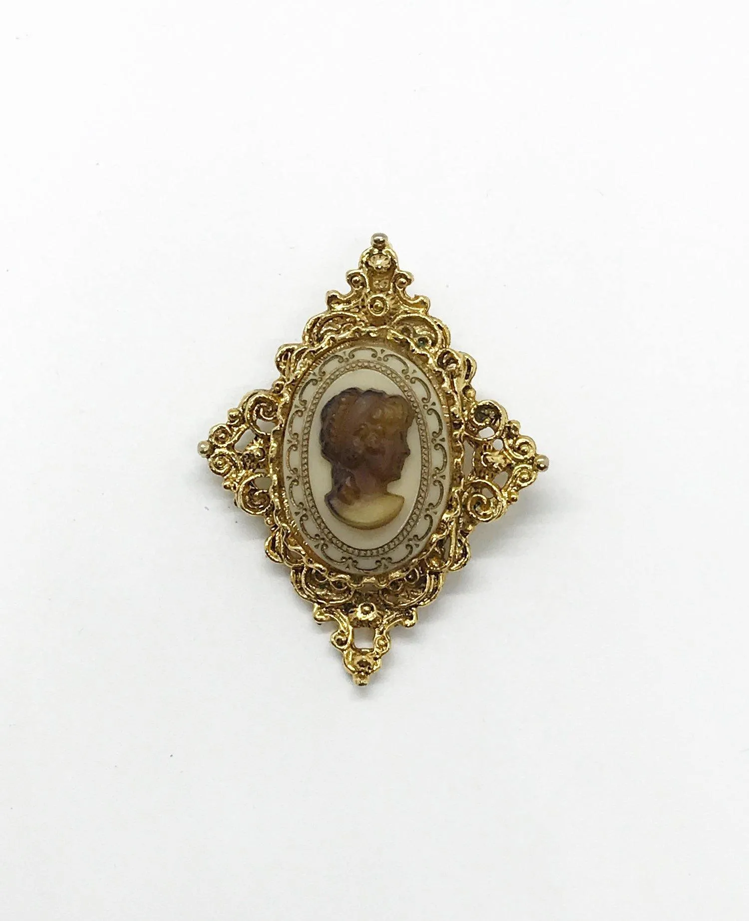 Pretty, Classic Brown and White Cameo Pin/Pendant