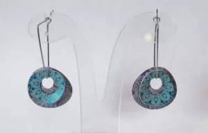 Purple & Turquoise Double Oval Earrings