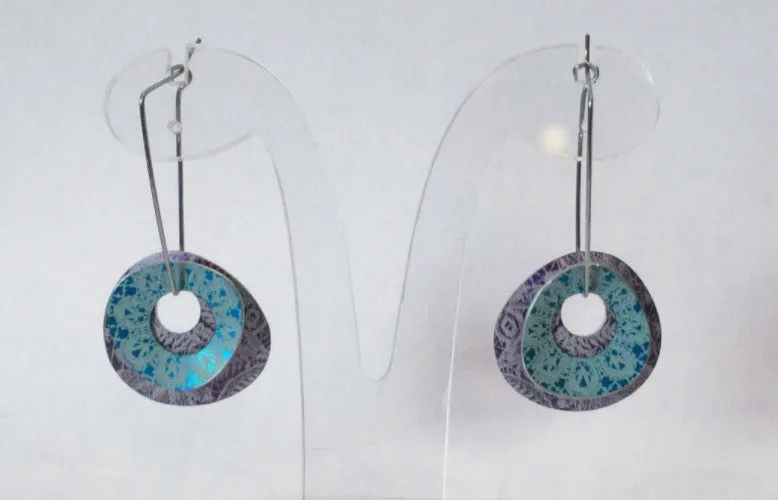 Purple & Turquoise Double Oval Earrings