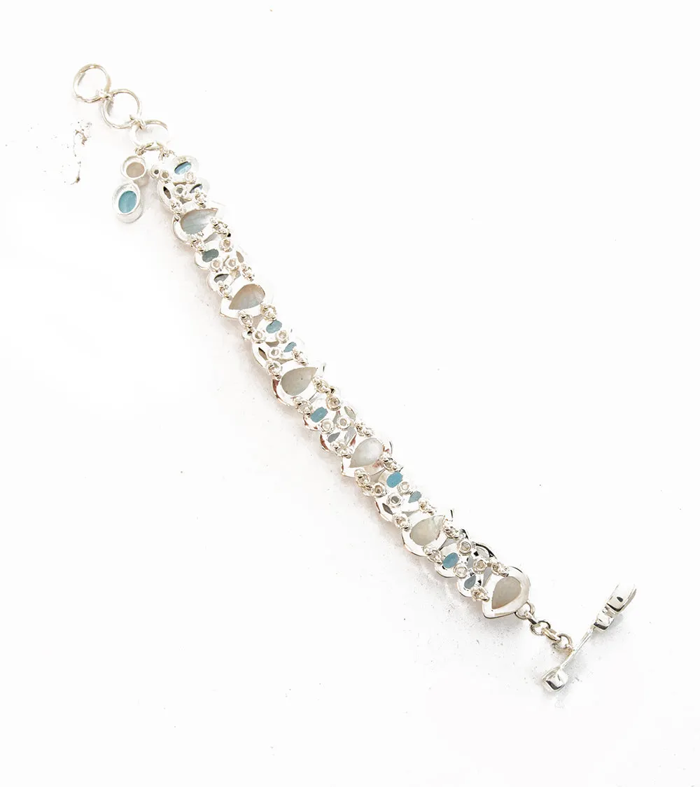 Rainbow Moonstone & Blue Topaz Bracelet