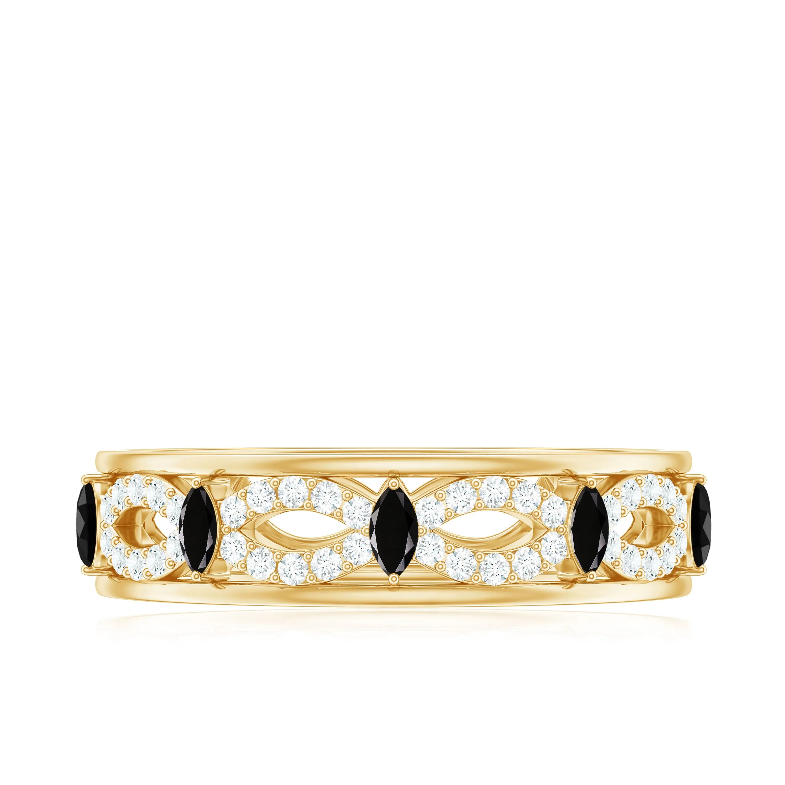 Real Black Onyx and Diamond Infinity Band Ring