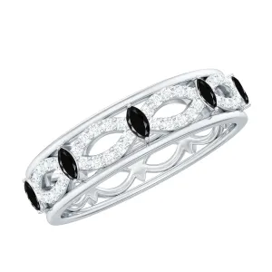 Real Black Onyx and Diamond Infinity Band Ring