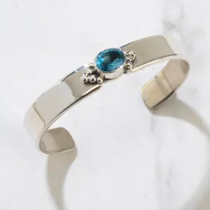 Richard Long Sr. Blue Topaz Navajo USA Native American Made 925 Sterling Silver Cuff