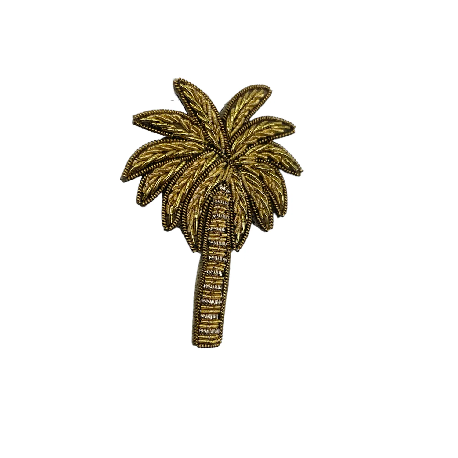 Sand palm large make-up bag & gold palm tree brooch - recycled velvet, large and small