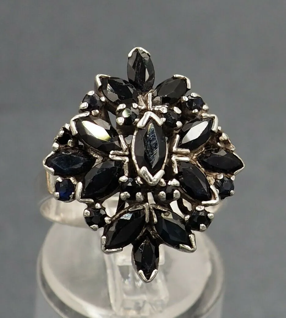 Sapphire 925 Sterling Silver Cluster Ring