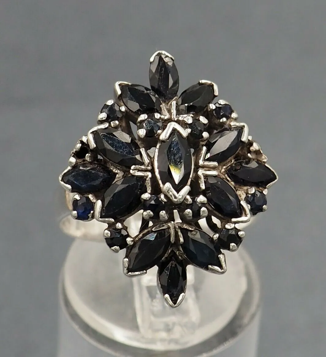 Sapphire 925 Sterling Silver Cluster Ring