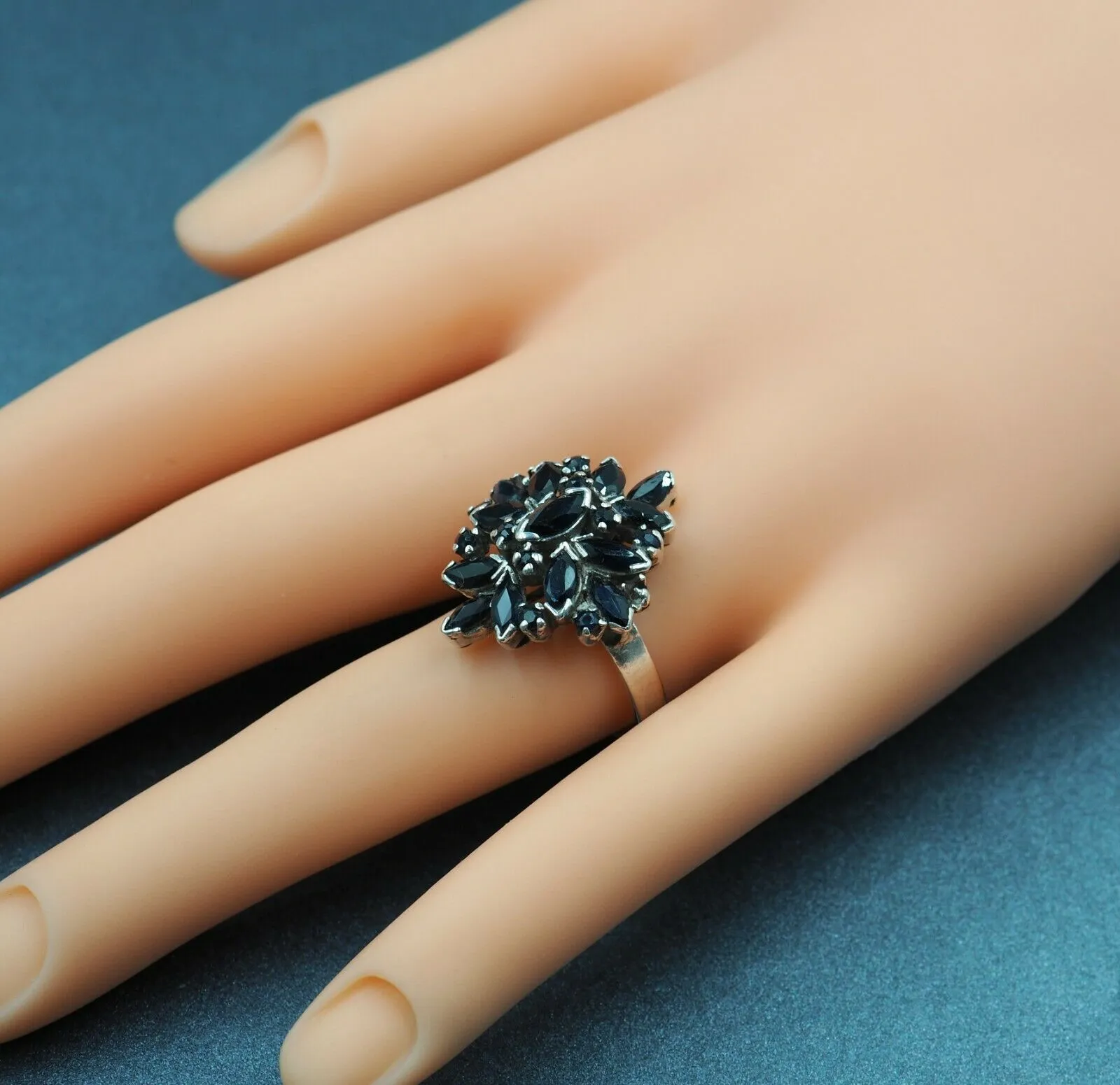 Sapphire 925 Sterling Silver Cluster Ring