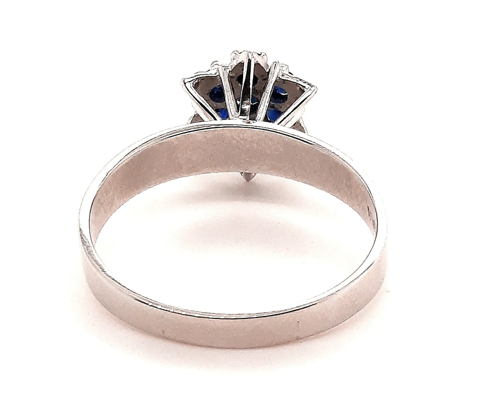 Sapphire 9ct White Gold Flower Ring