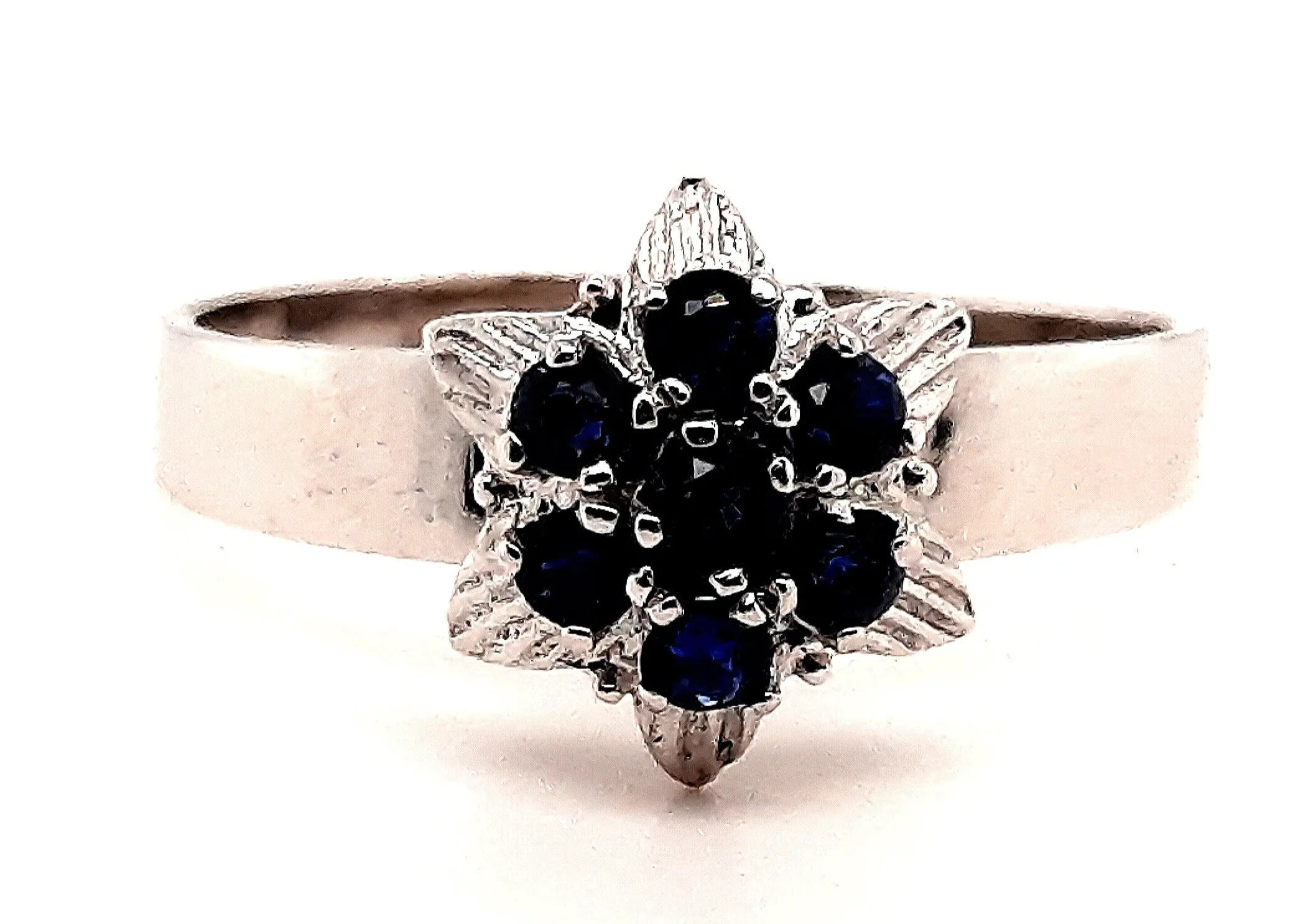 Sapphire 9ct White Gold Flower Ring